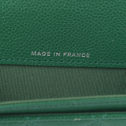 Chanel Metallic Caviar Quilted Card Holder Wallet Green 9 of 12