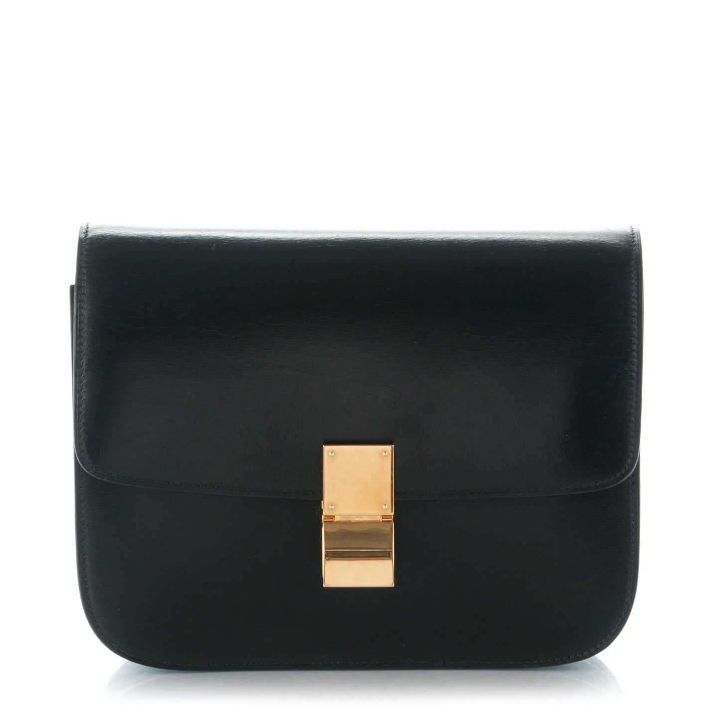 Box Calfskin Medium Classic Box Flap Bag Black