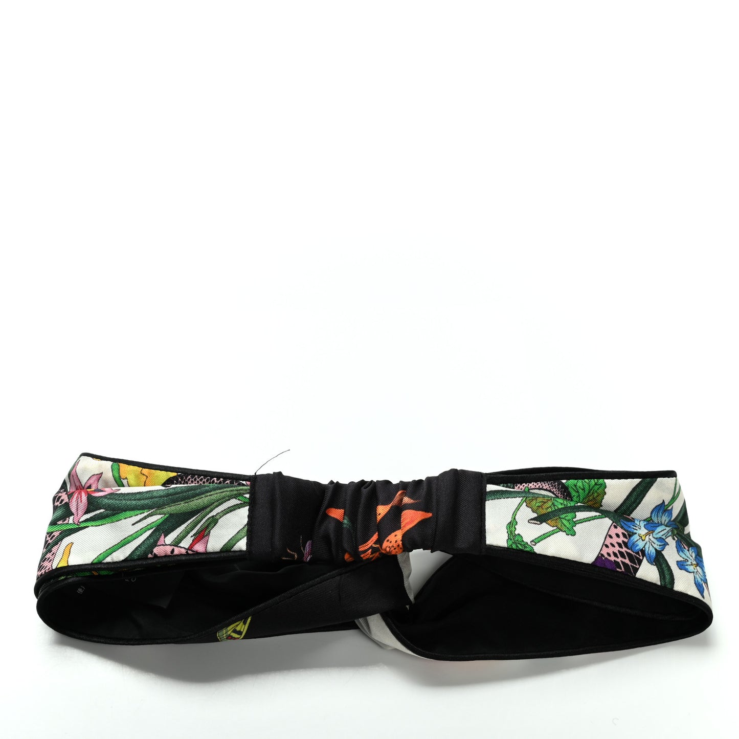 Silk Floral Snake Print Headband White