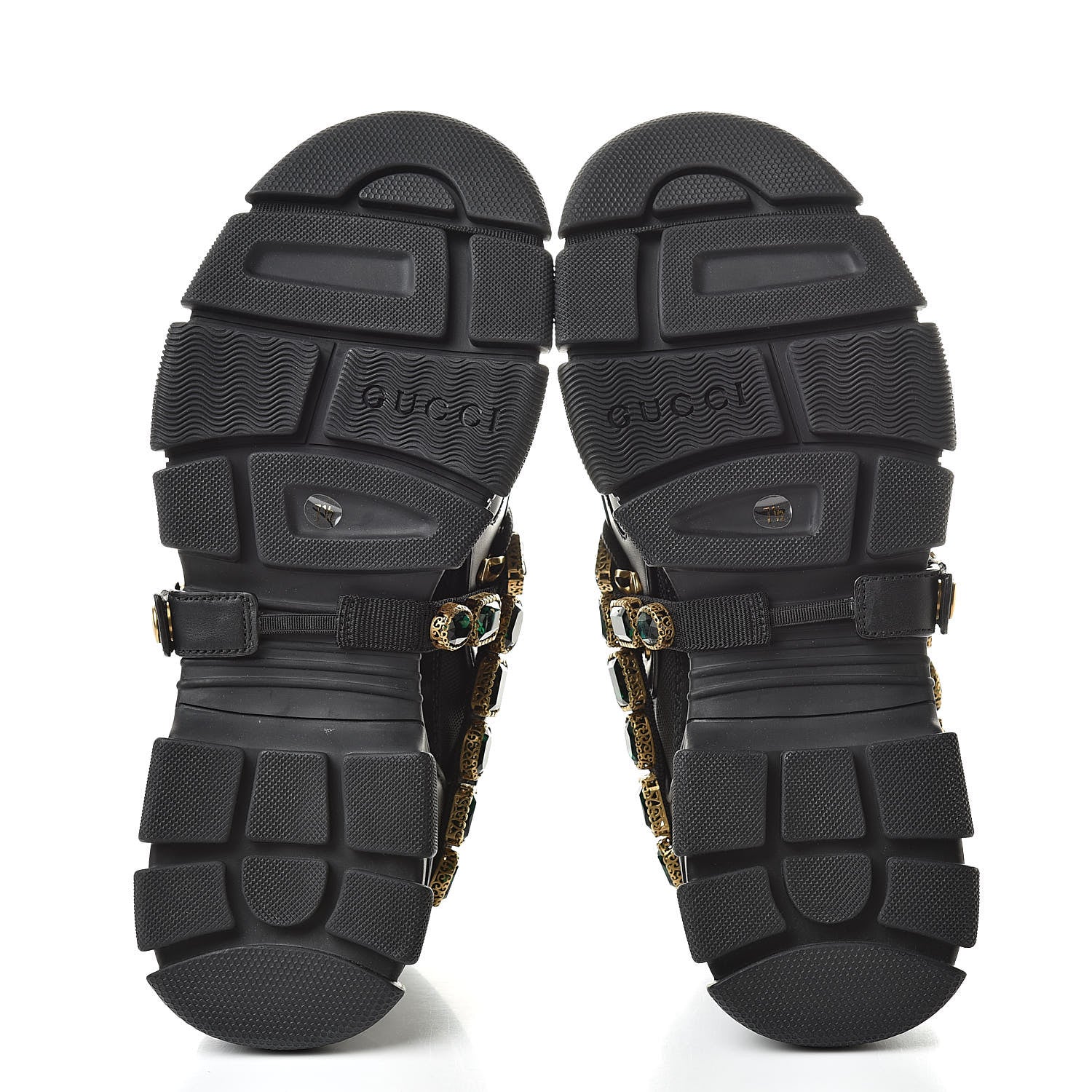 Gucci X SEGA Mesh Suede Calfskin Removable Crystals Mens Flashtrek Sneakers 7.5 Black Silver 5 of 9