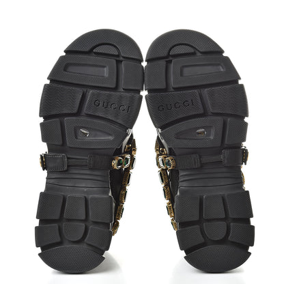 Gucci X SEGA Mesh Suede Calfskin Removable Crystals Mens Flashtrek Sneakers 7.5 Black Silver 5 of 9