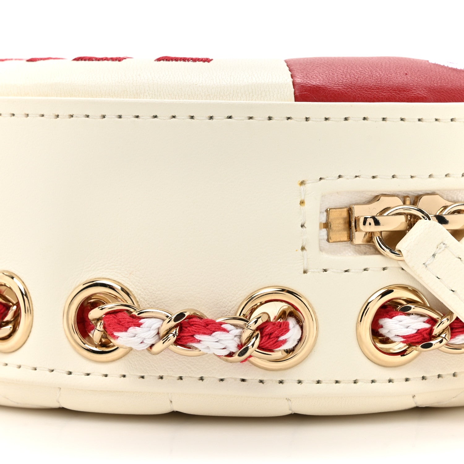 Chanel Lambskin Coco Lifesaver Round Bag Red White 9 of 11