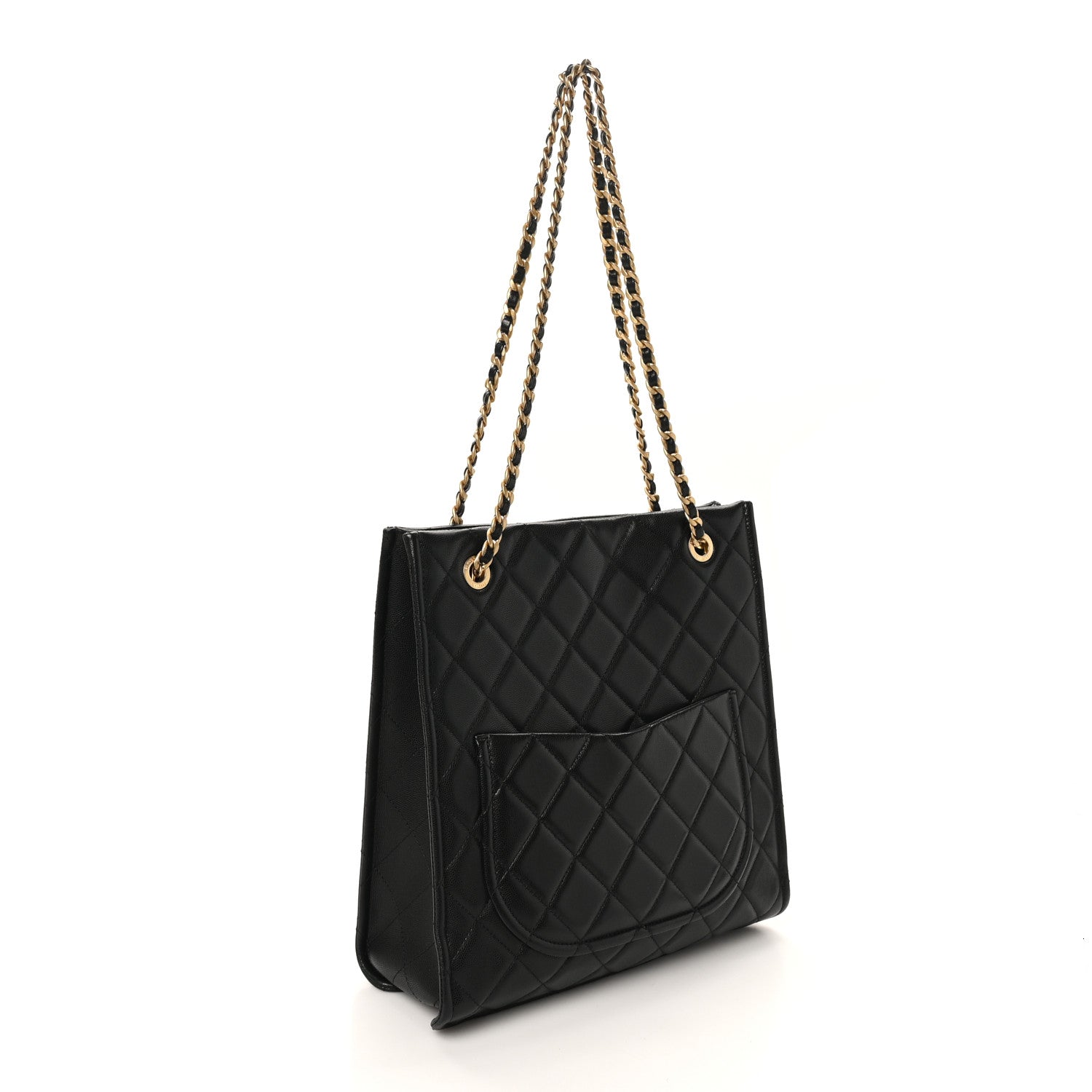 Chanel Caviar Quilted Sweet Vertical Shopping Tote Black 2 of 10
