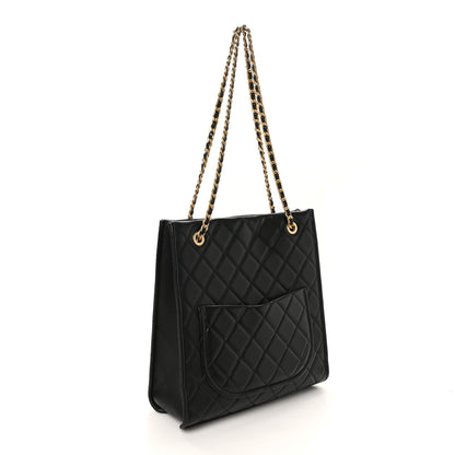 Chanel Caviar Quilted Sweet Vertical Shopping Tote Black 2 of 10