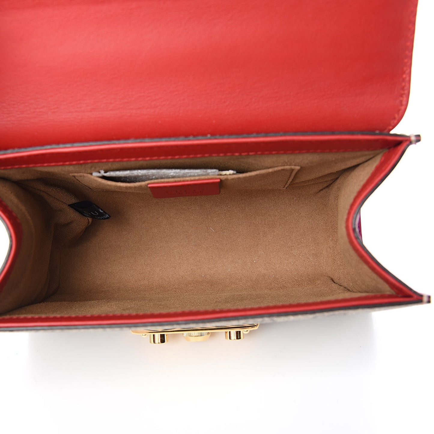 GG Supreme Monogram Calfskin Small Padlock Shoulder Bag Beige Hibiscus Red New Rosette