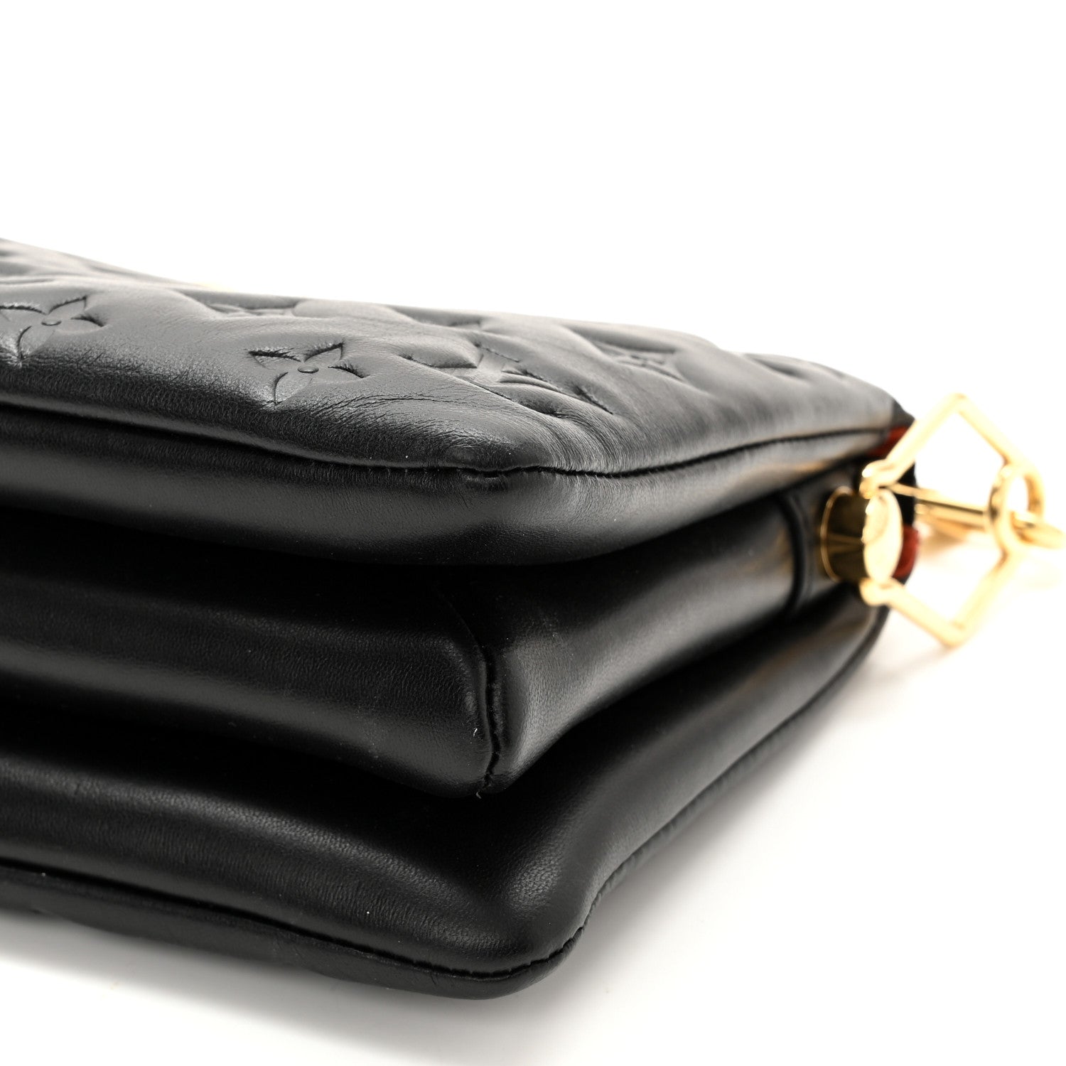 Louis Vuitton Lambskin Embossed Monogram Coussin BB Black 10 of 11