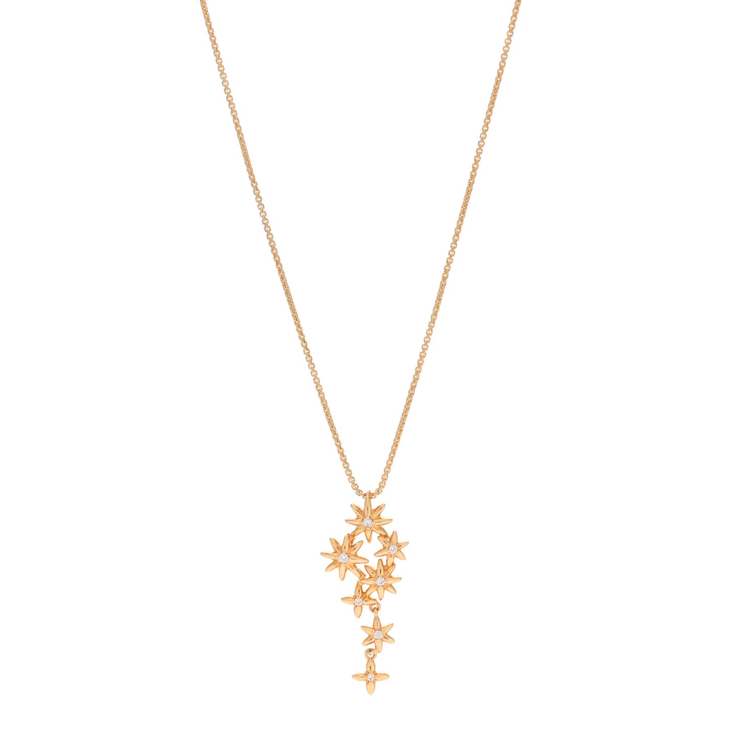18K Yellow Gold Diamond Starburst Constellation Drop Necklace