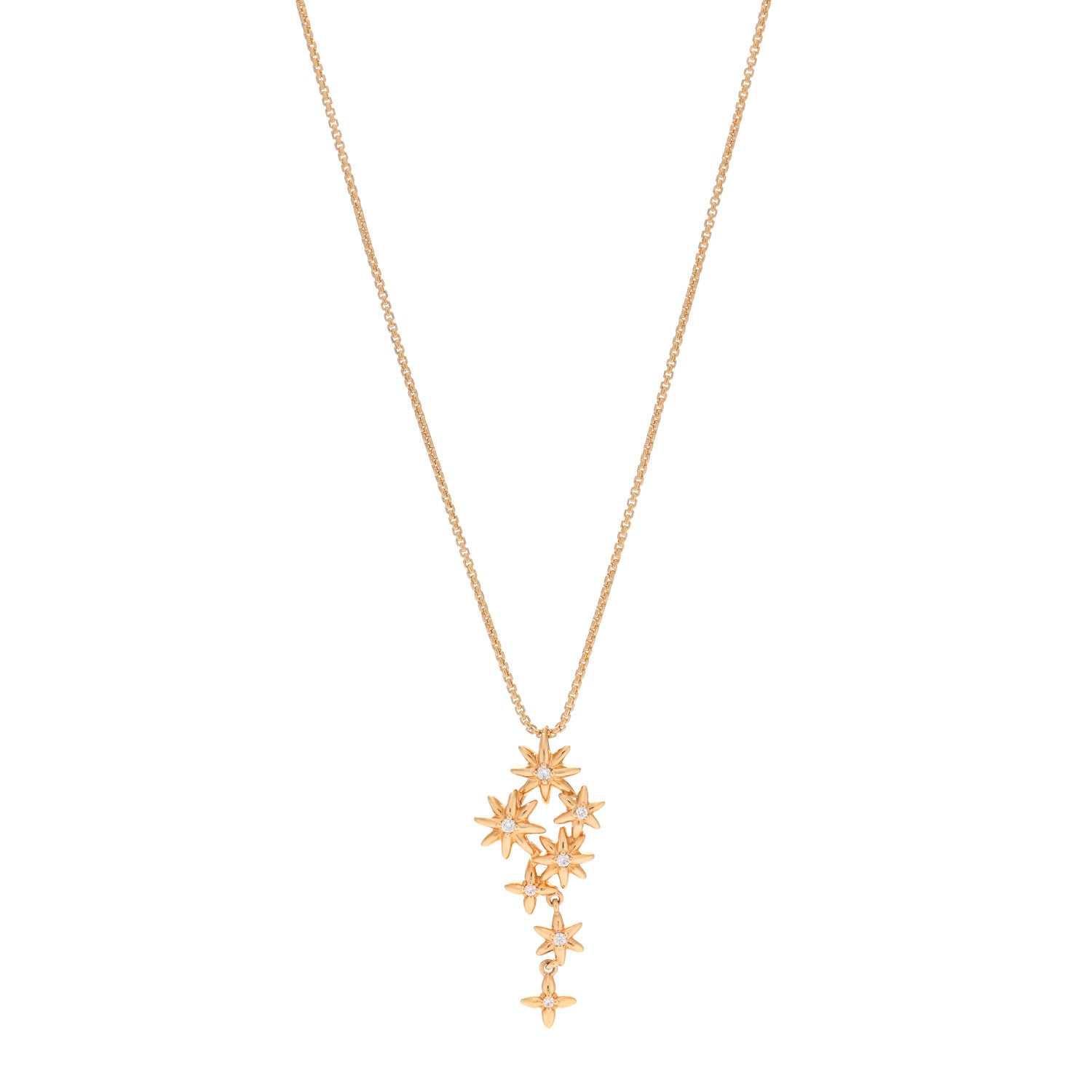 David Yurman 18K Yellow Gold Diamond Starburst Constellation Drop Necklace 1 of 5