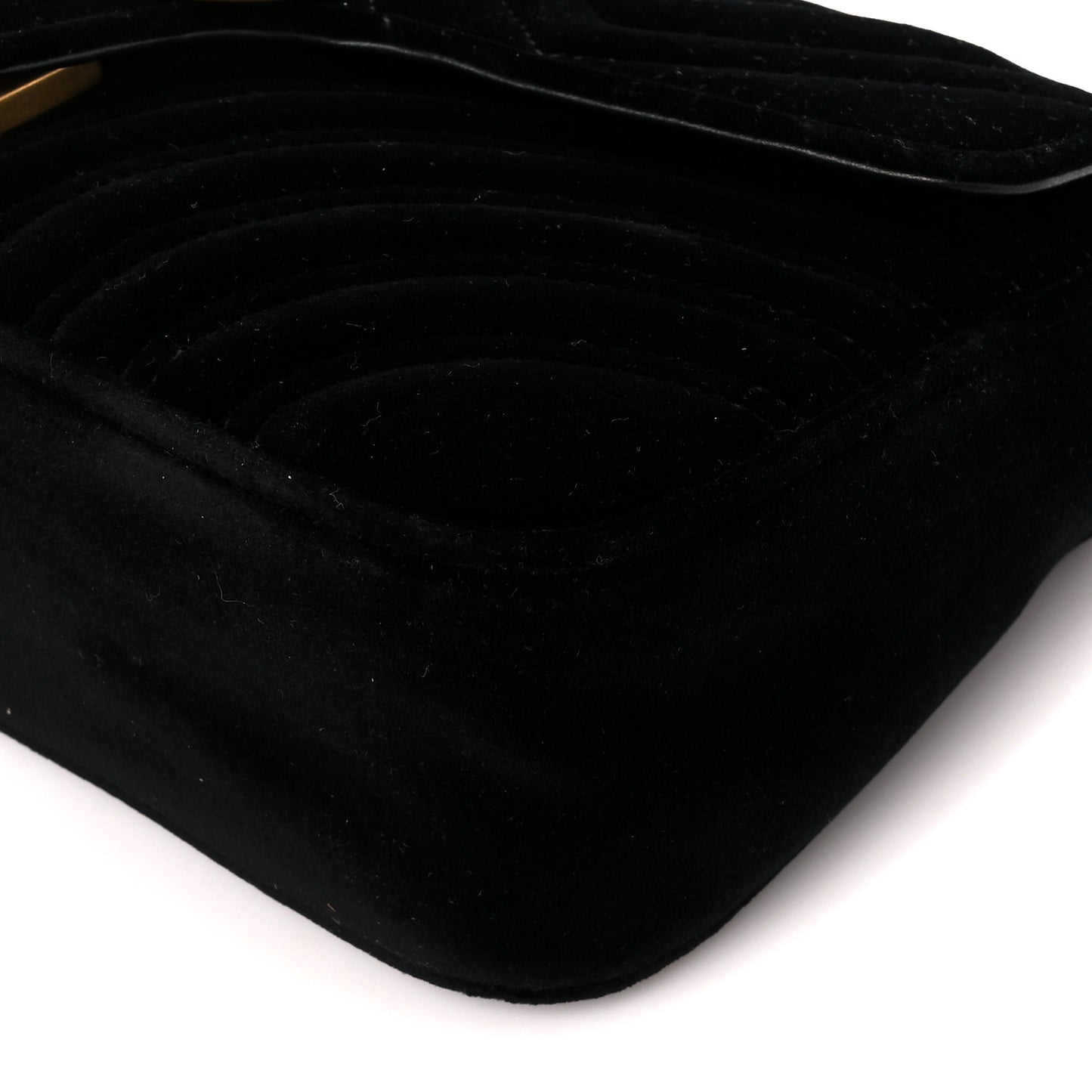Velvet Matelasse Small GG Marmont Shoulder Bag Black