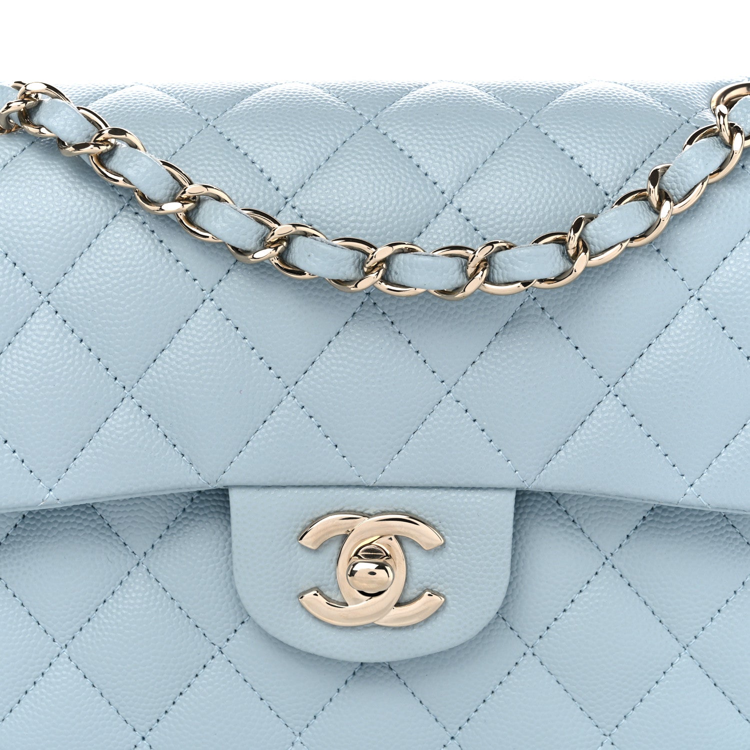 Chanel Caviar Quilted Small Double Flap Light Blue 8 of 12