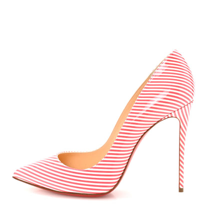 Christian Louboutin Patent Pigalle Follies Stripes 100 Pumps 39 Smoothie White 1 of 9