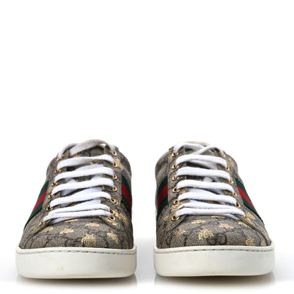 Gucci GG Supreme Monogram Bees Ayers Web Womens Ace Sneakers 39 Beige Oro Green Red 3 of 15