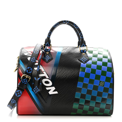 Louis Vuitton Epi Colored Monogram Damier Race Speedy Bandouliere 30 Black Rouge 1 of 14