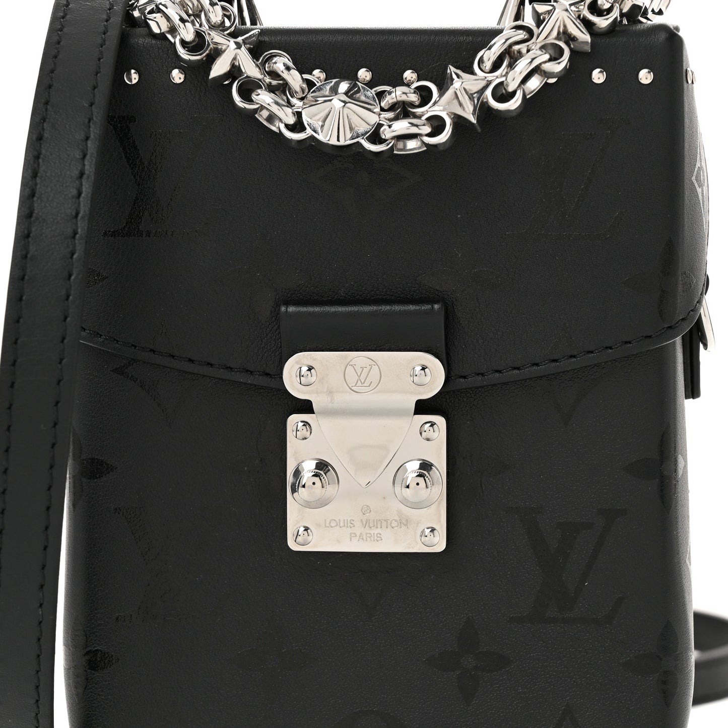 Calfskin Monogram Print Camera Box Black