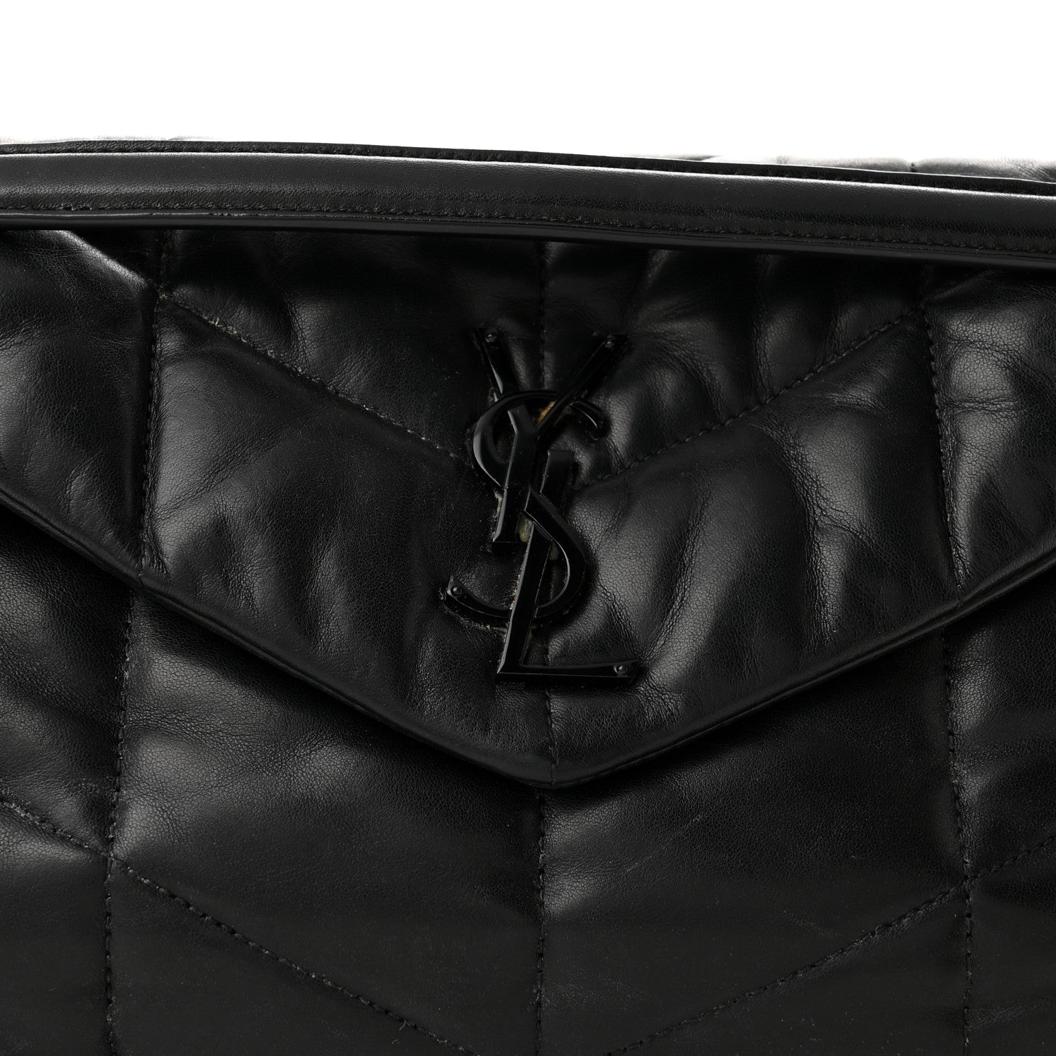 Saint Laurent Lambskin Quilted Small Loulou Puffer Monogram Chain Satchel Black 8 of 10