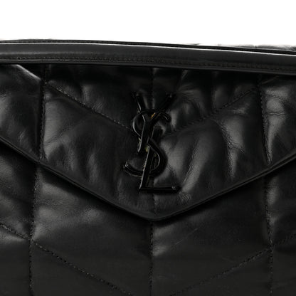 Saint Laurent Lambskin Quilted Small Loulou Puffer Monogram Chain Satchel Black 8 of 10