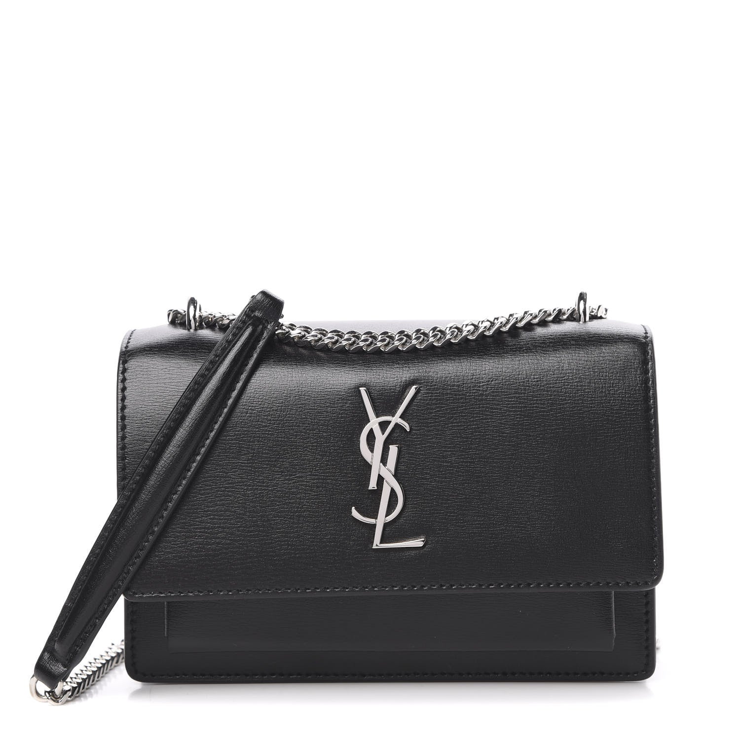 Saint Laurent Calfskin Monogram Sunset Chain Wallet Black 1 of 10