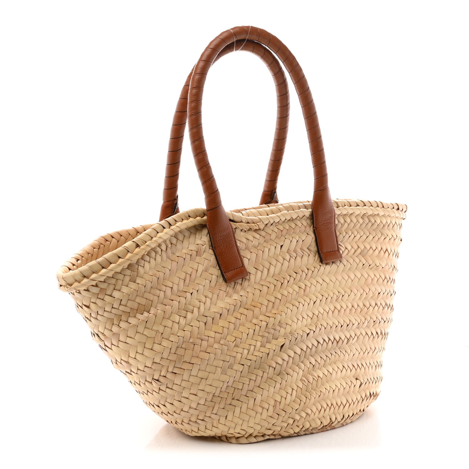 Chloe Raffia Small Grain Calfskin Medium Marcie Basket Tan 3 of 10