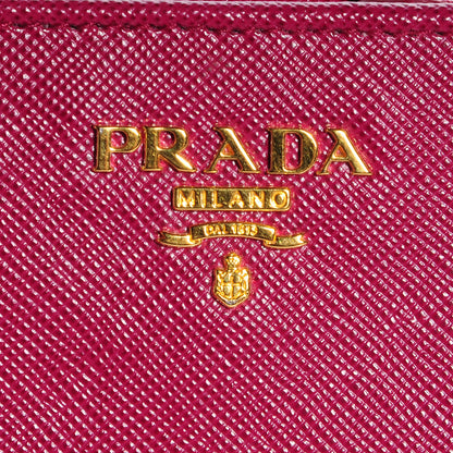 Prada Saffiano Metal Compact Wallet Ibisco 7 of 10