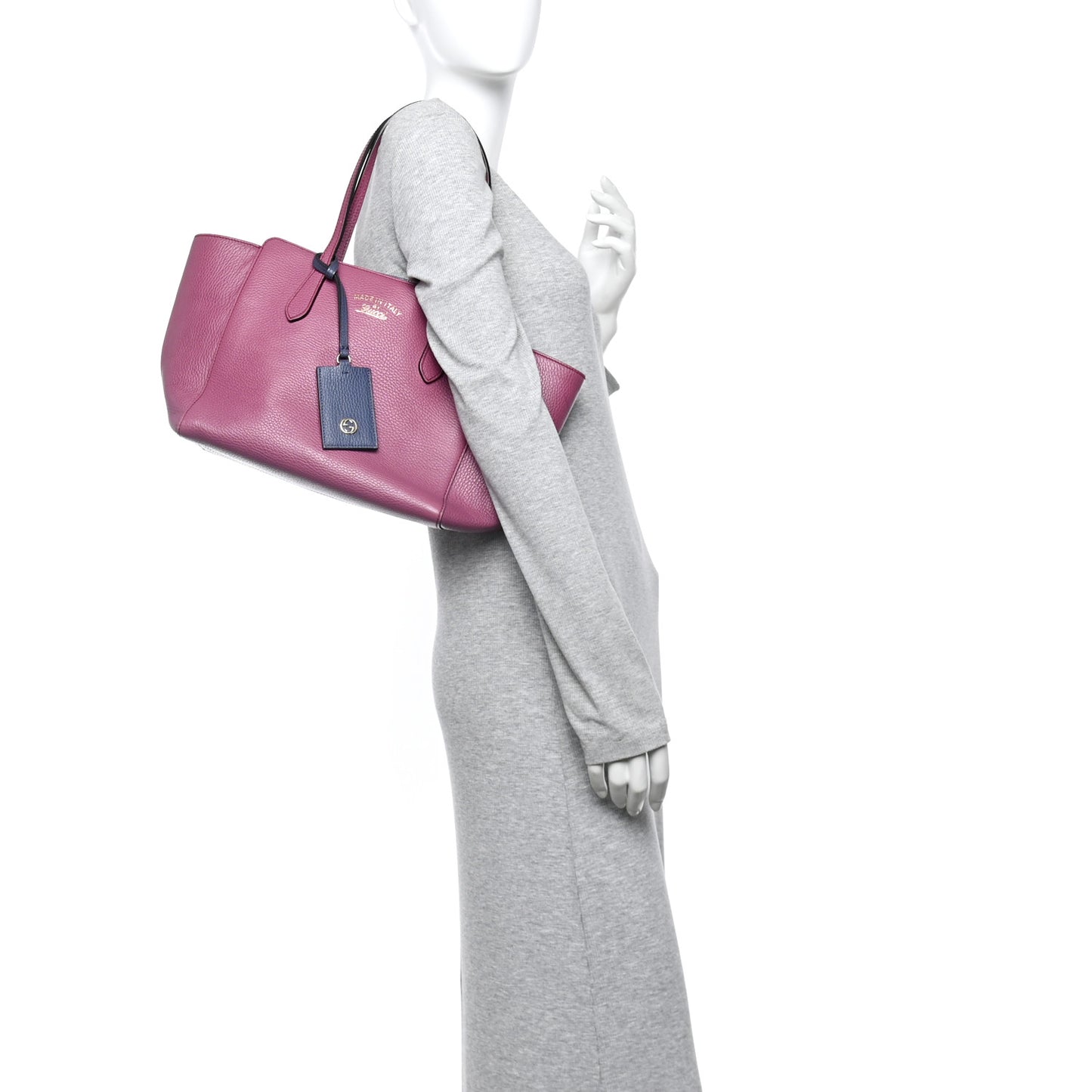 Dollar Calfskin Small Swing Tote Peonia Flower Washed Blue