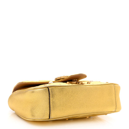 Gucci Metallic Calfskin Matelasse Studded Mini Pearly GG Marmont Shoulder Bag Gold 4 of 10