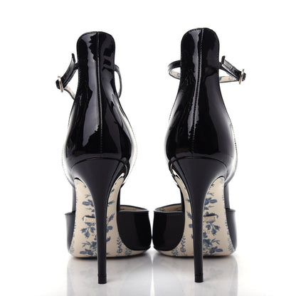 Gucci Patent Daisy Ankle Strap d'Orsay 105 Pumps 36 Black 7 of 10