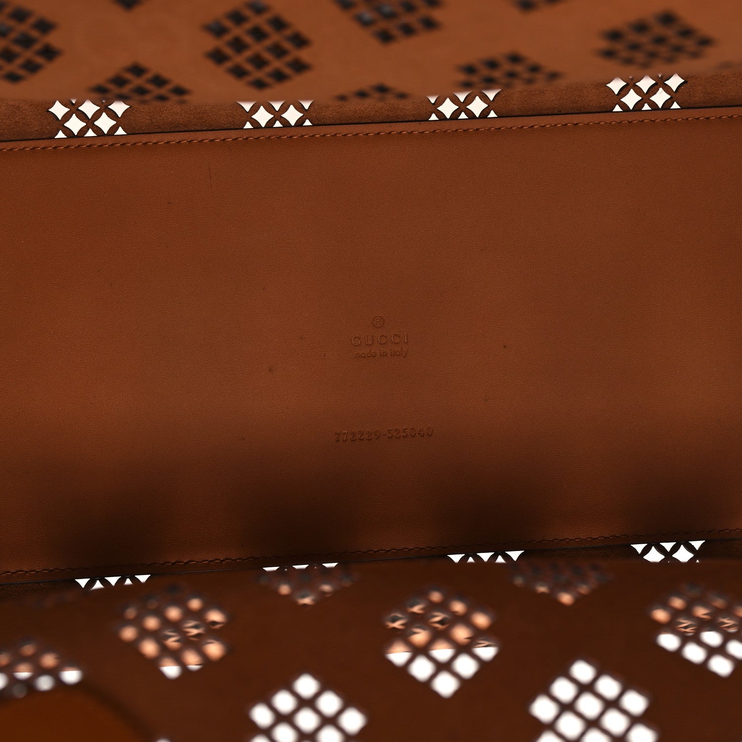 Gucci Calfskin GG Monogram Diamond Cut Medium Ophidia Tote Bag Brown 7 of 10