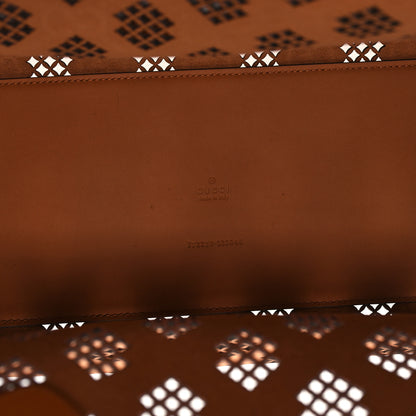 Gucci Calfskin GG Monogram Diamond Cut Medium Ophidia Tote Bag Brown 7 of 10