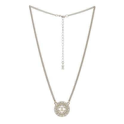 Chanel Pearl Crystal CC Round Pendant Necklace Gold 3 of 5