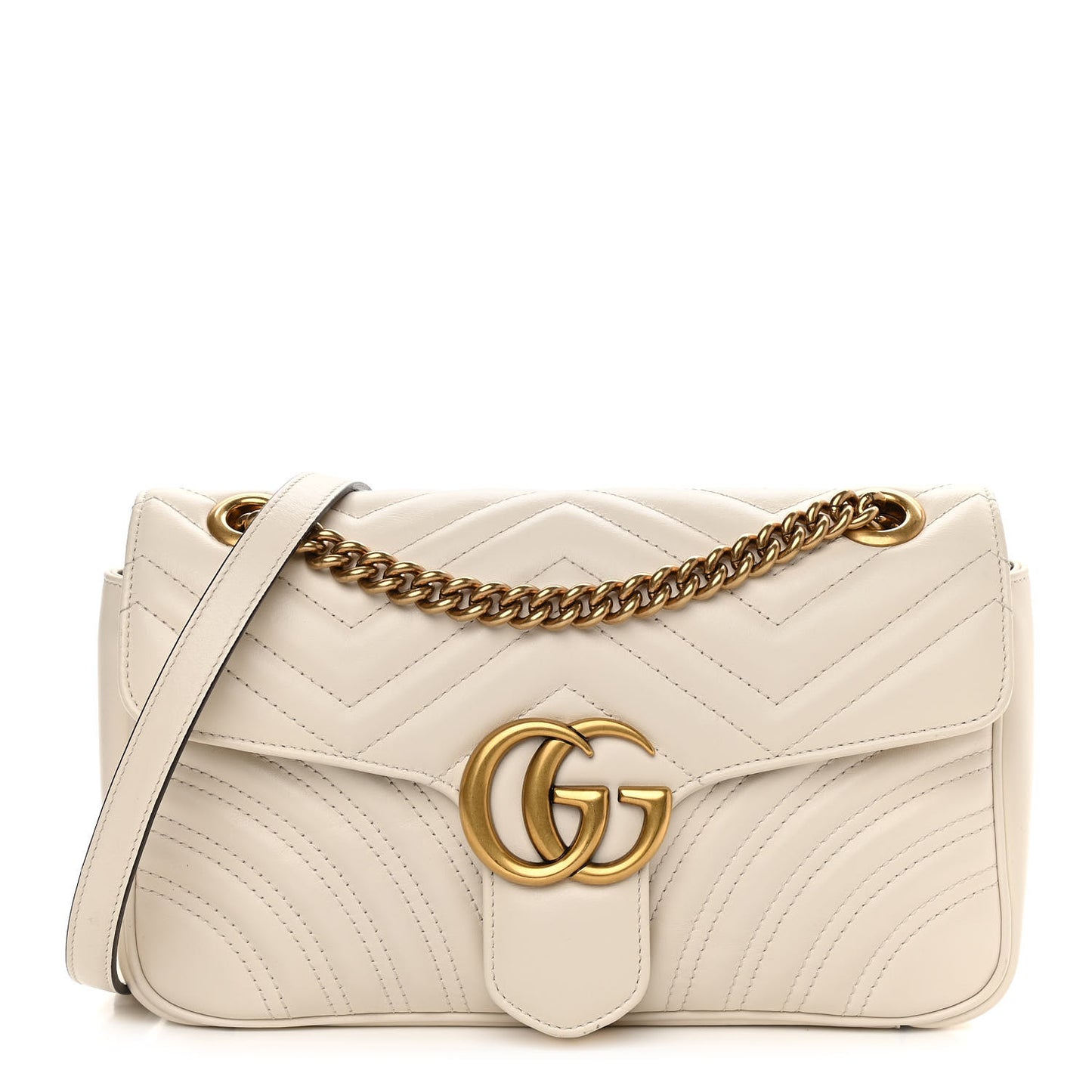 Calfskin Matelasse Small GG Marmont Shoulder Bag White