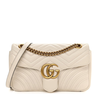 Gucci Calfskin Matelasse Small GG Marmont Shoulder Bag White 1 of 11