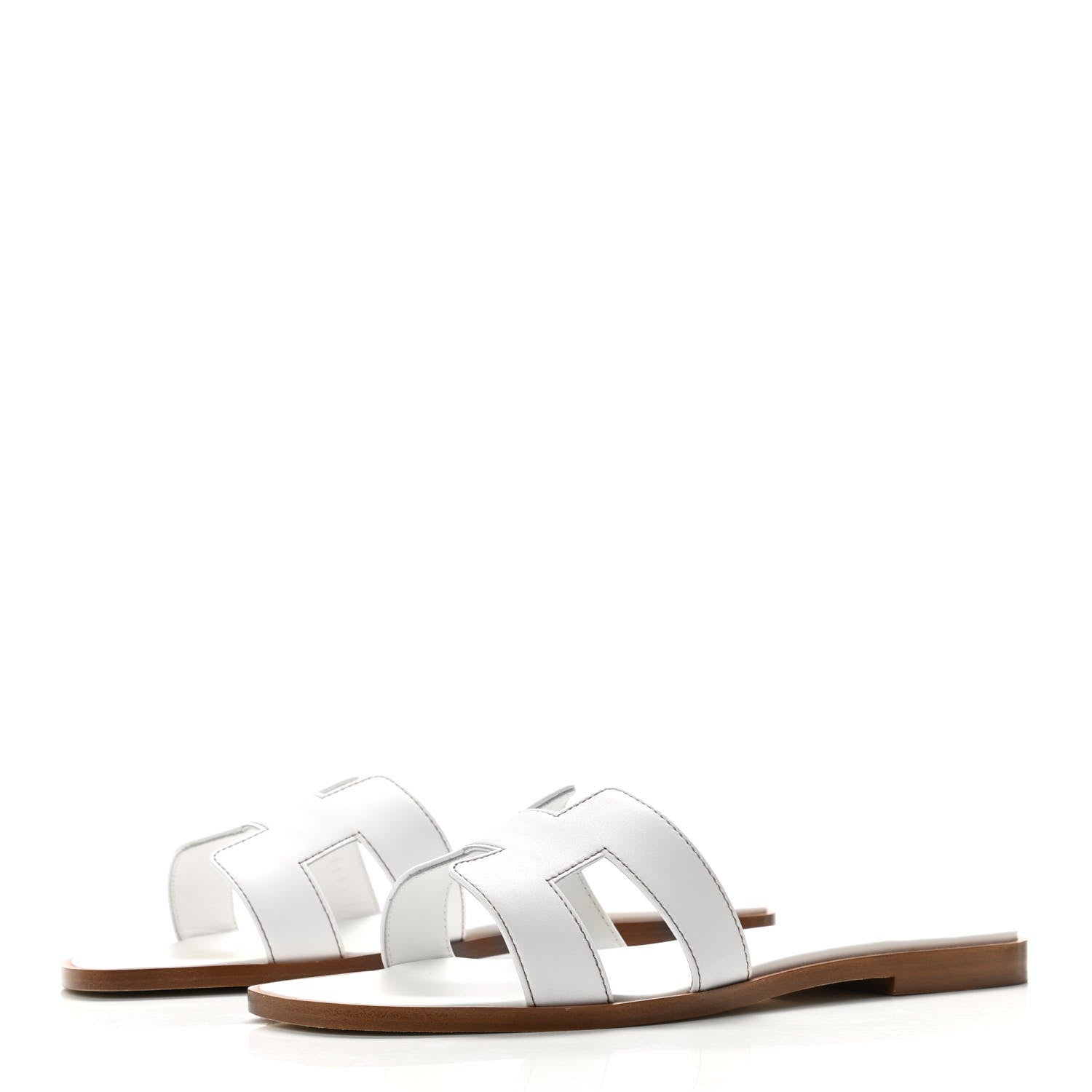 Hermes Box Calfskin Oran Sandals 37.5 White 3 of 8