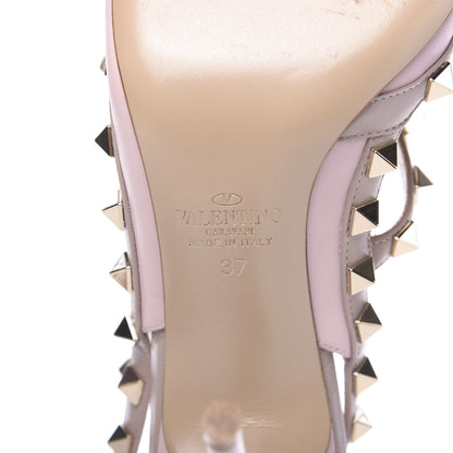 Valentino Garavani Pebbled Calfskin Rockstud Ankle Strap Pumps 37 Poudre 7 of 10