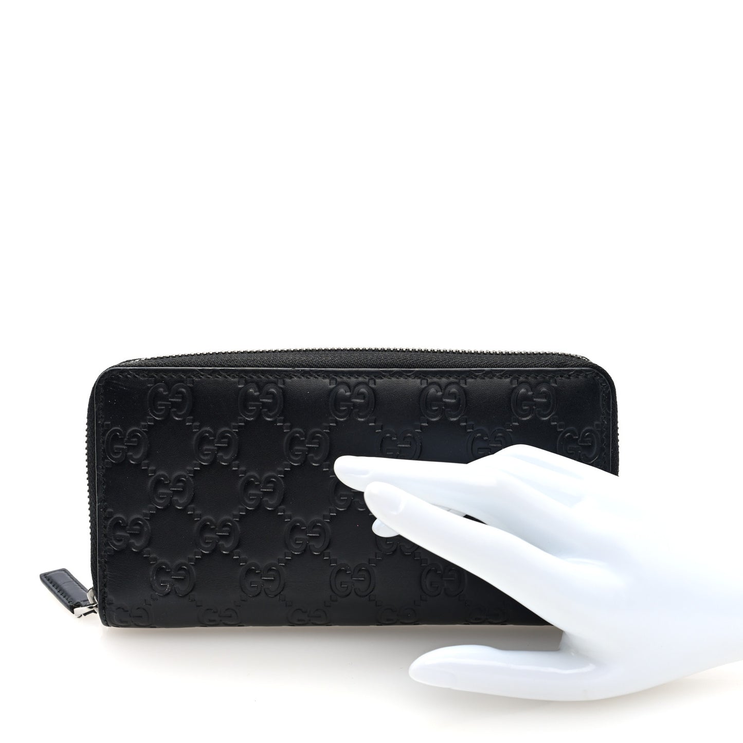 Guccissima Signature Zip Around Organizer Wallet Black