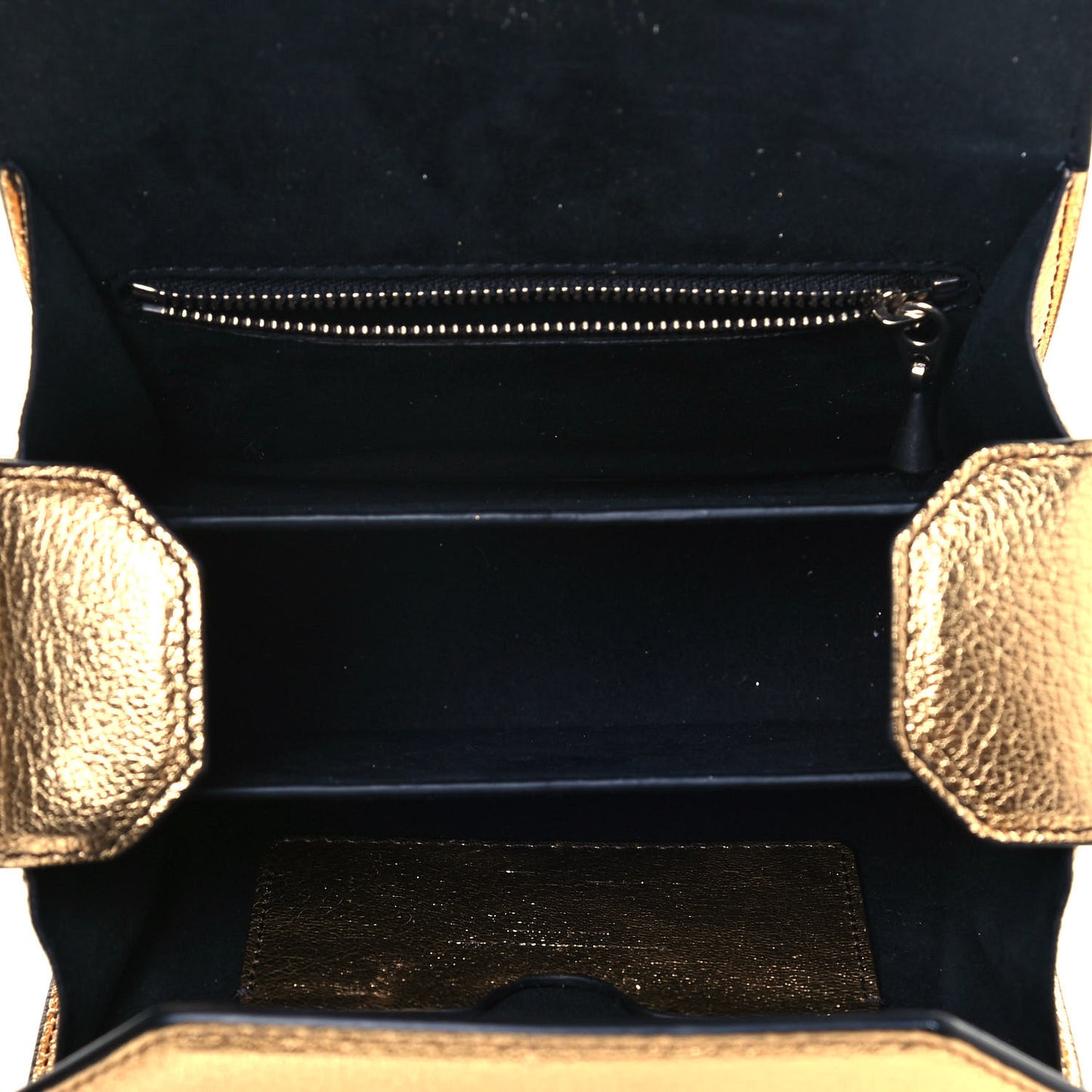 Metallic Fine Grain Goatskin Box Shoulder Bag 19 Gold
