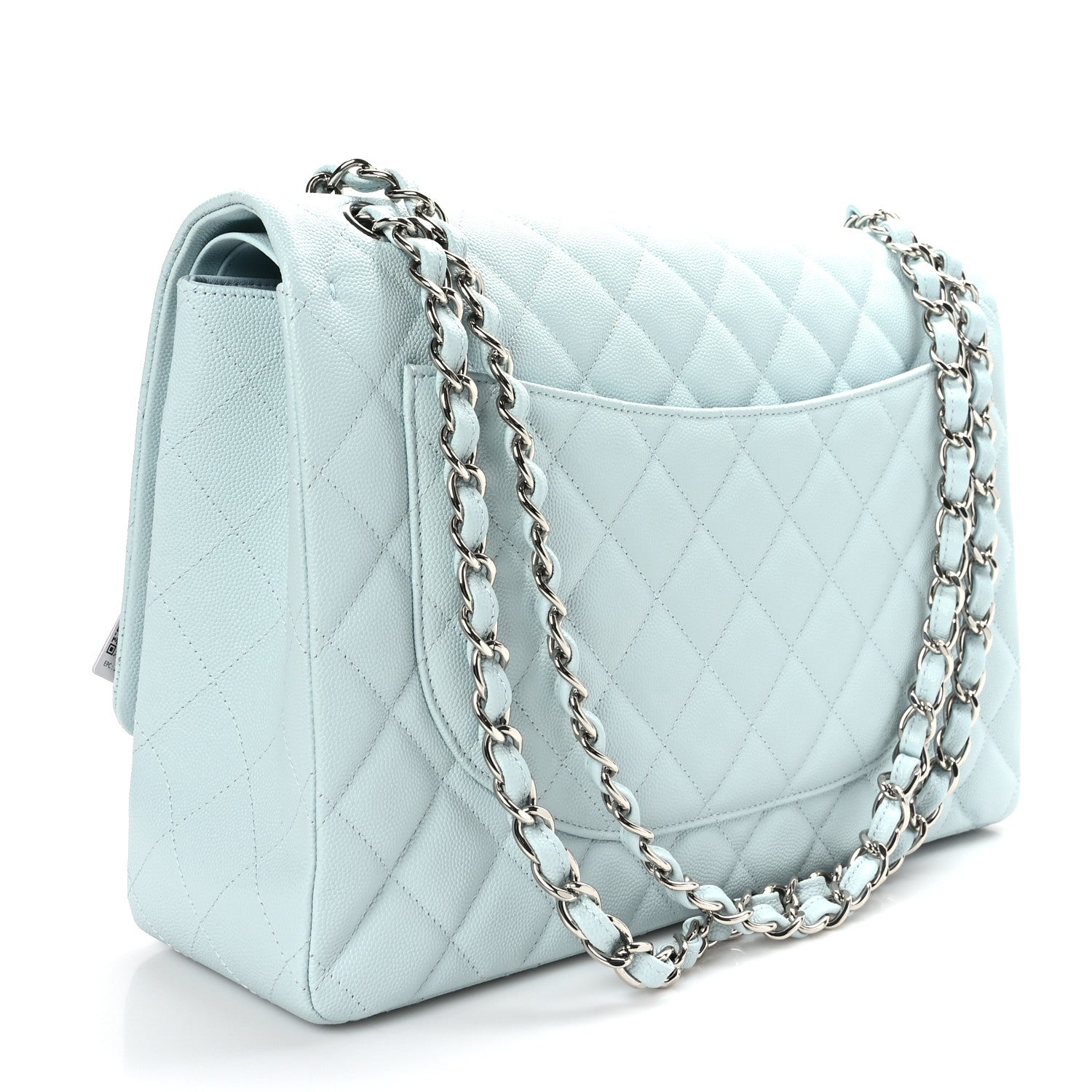 Chanel Caviar Quilted Maxi Double Flap Light Blue 3 of 9