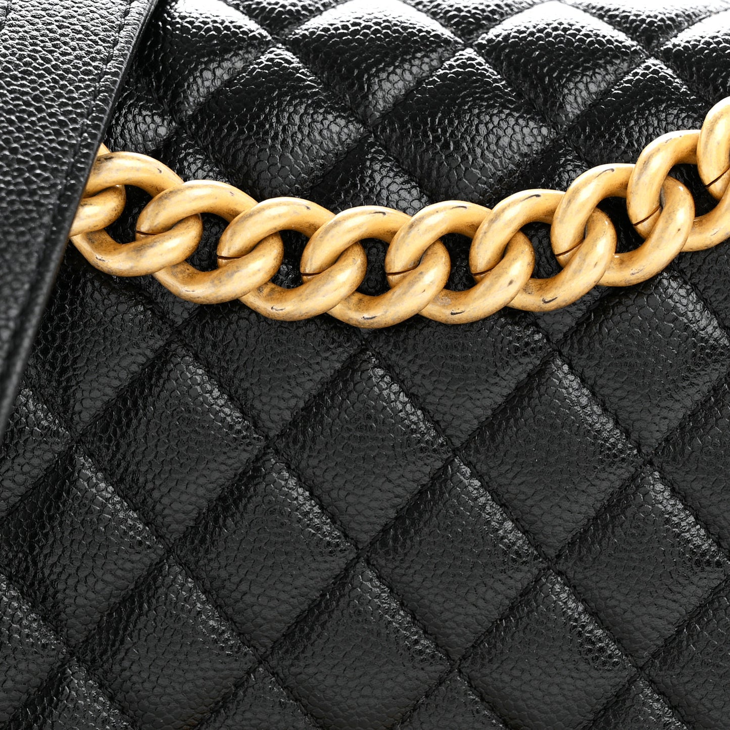 Caviar Quilted Small Boy Messenger Bag Black
