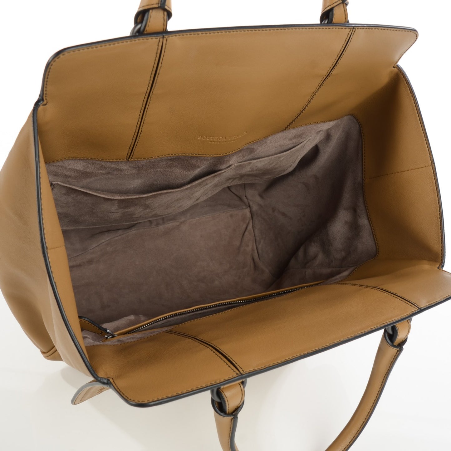 Nappa Intrecciato Large Monaco Bag Camel
