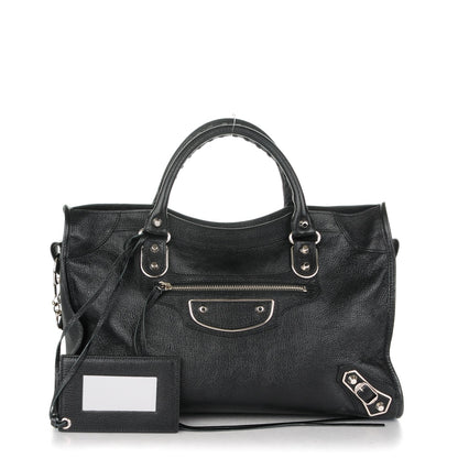 Balenciaga Chevre Silver Metallic Edge City Black 1 of 8
