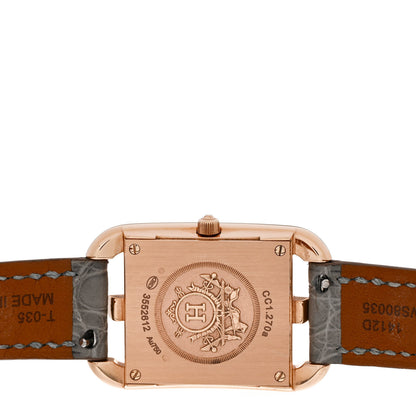 Hermes 18K Rose Gold Alligator Diamond Mother of Pearl 23mm Cape Cod Quartz Watch Gris Perle 4 of 5