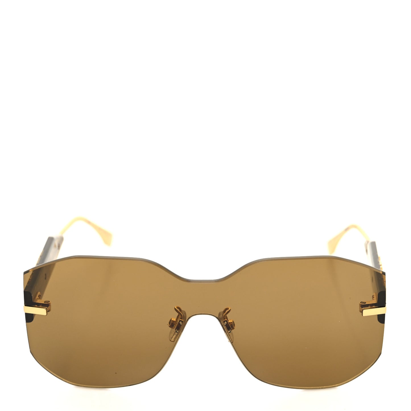 Acetate Metal Fendigraphy Shield Sunglasses FE 40067U Brown Gold