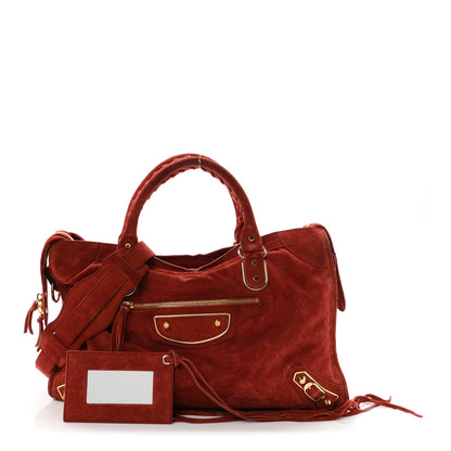 Balenciaga Baby Daim Suede Gold Metallic Edge Hardware City Bois De Rose Fonce 3 of 12
