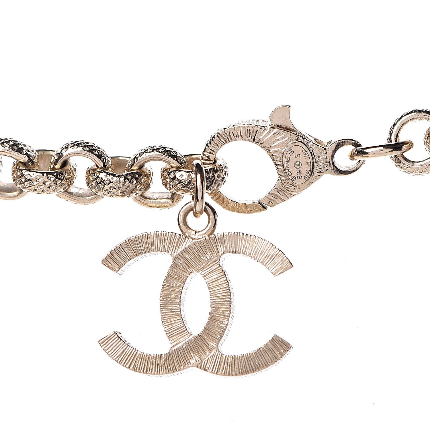 Chanel Metal Crystal Cha-Nel Logo Necklace Gold 4 of 5