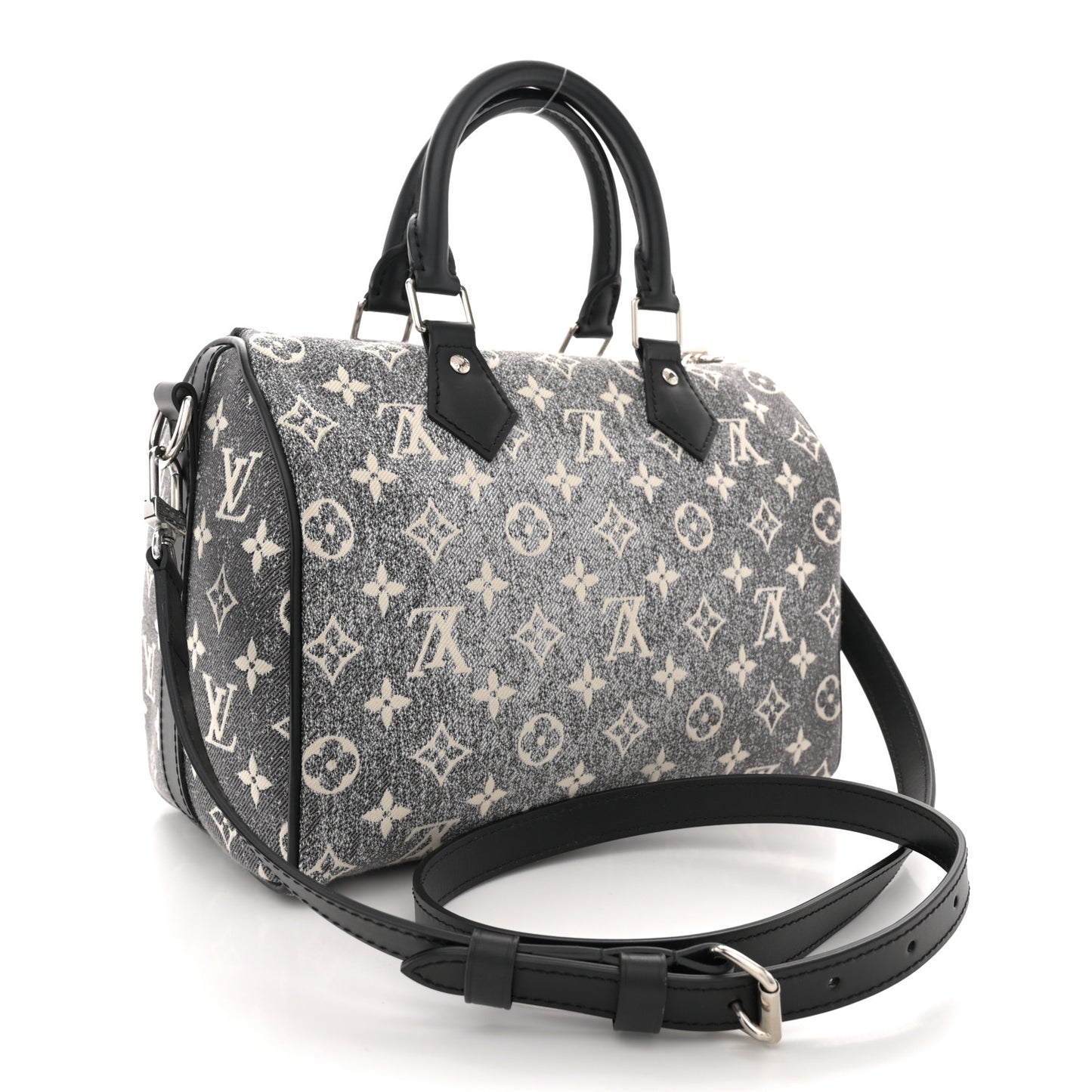 Denim Monogram Jacquard Speedy Bandouliere 25 Black