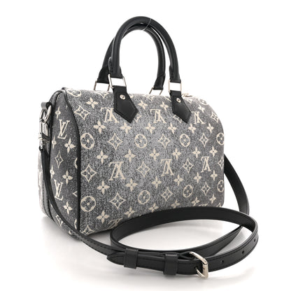 Louis Vuitton Denim Monogram Jacquard Speedy Bandouliere 25 Black 3 of 9