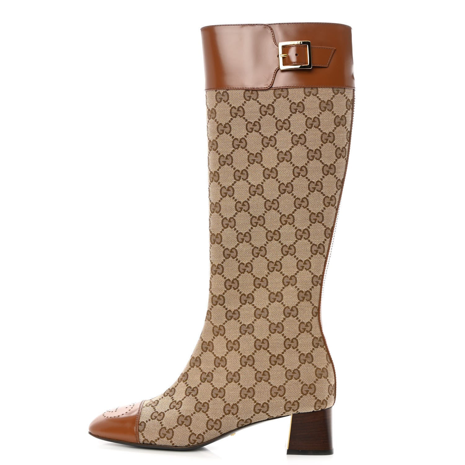 Gucci Monogram Cordovan Lux GG Knee High Boots 38 Beige Cuir 1 of 8