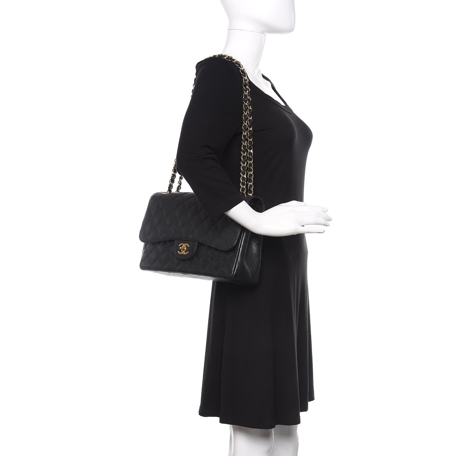 Chanel Caviar Quilted Jumbo Double Flap Black 2 of 14