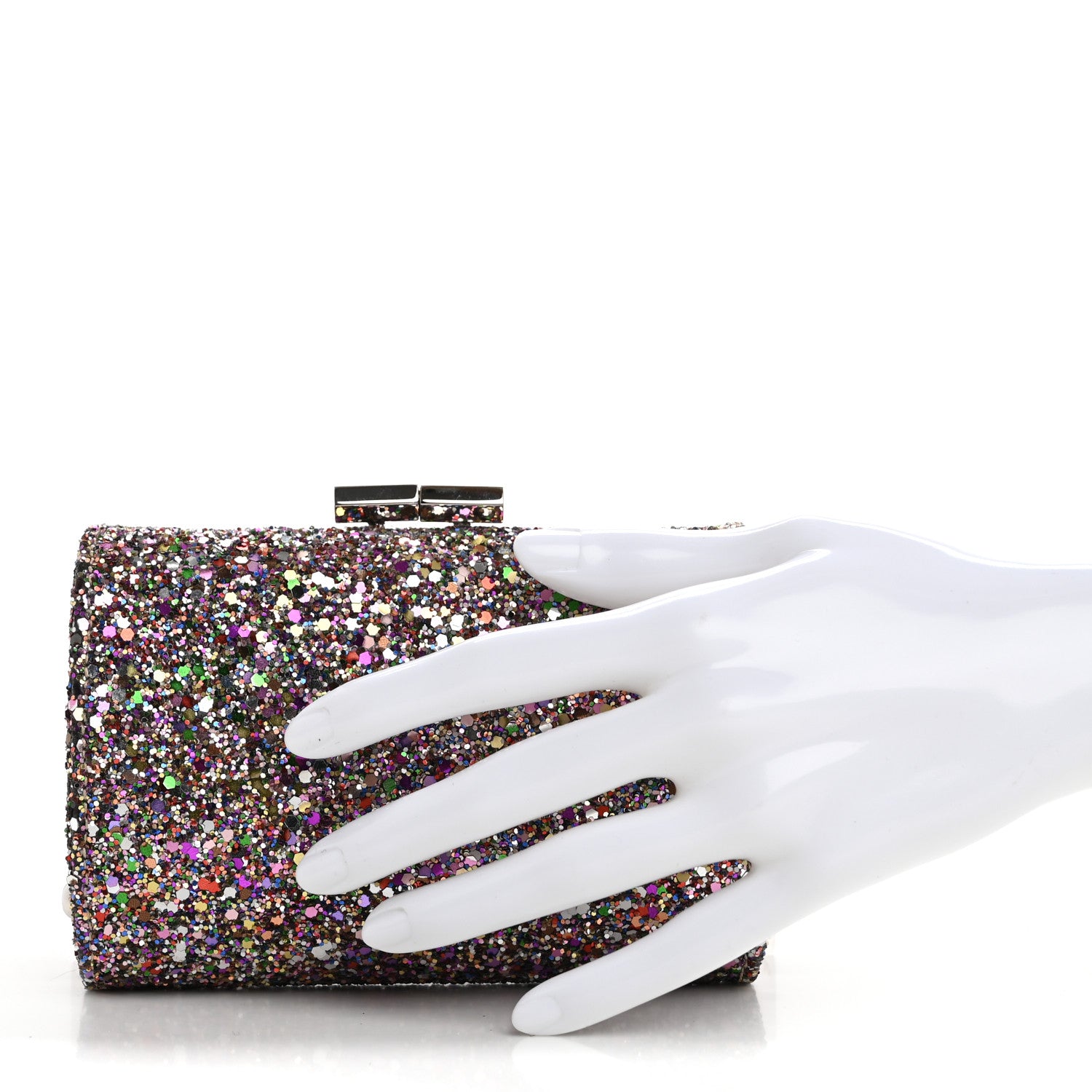 Jimmy Choo Coarse Glitter Kiss Lock Clutch Bubblegum Mix 2 of 12