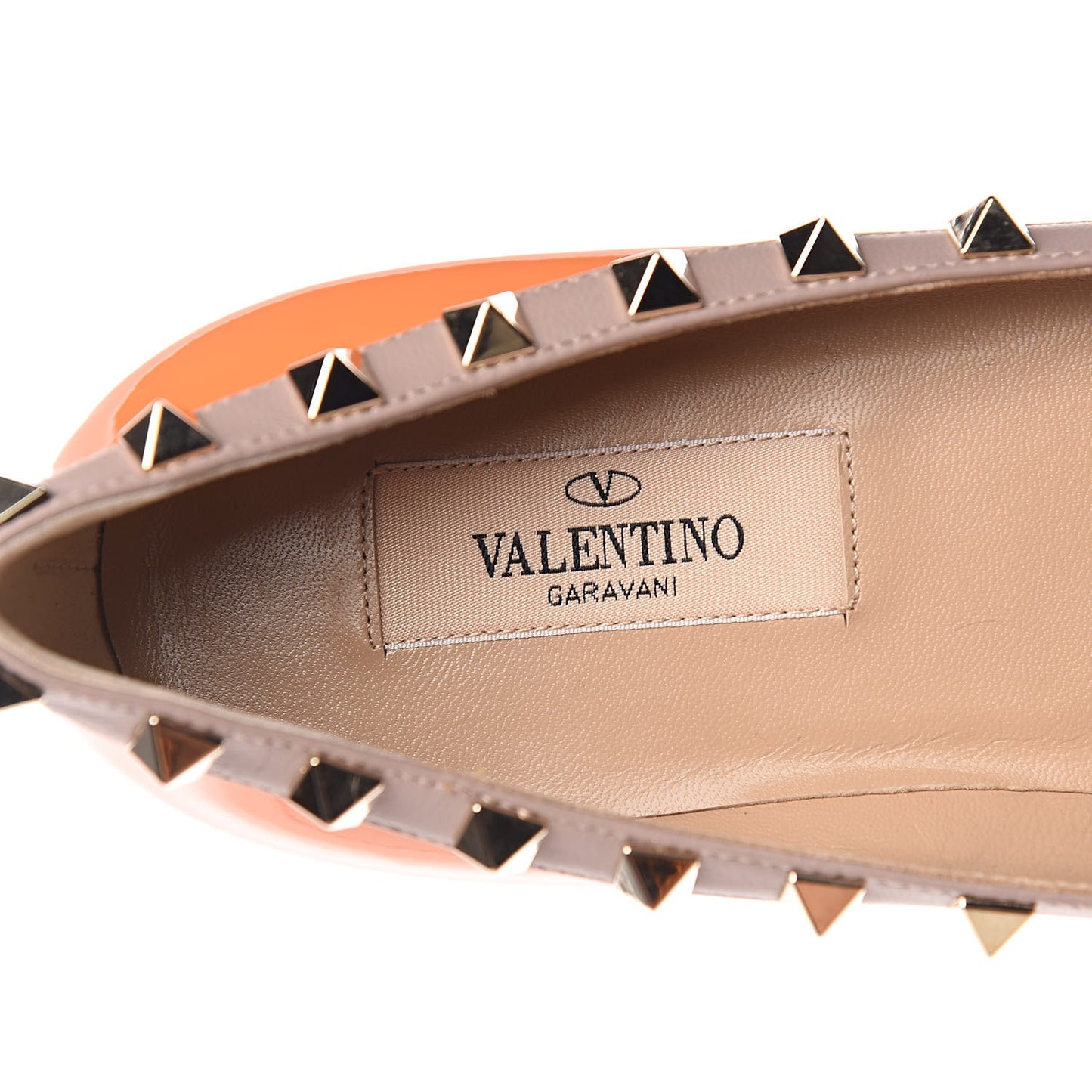 Patent Nappa Rockstud Ballerina Flats 36 Melon Sorbet Poudre