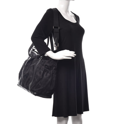 Burberry Nylon Tonal Check Diaper Bag Black 2 of 10